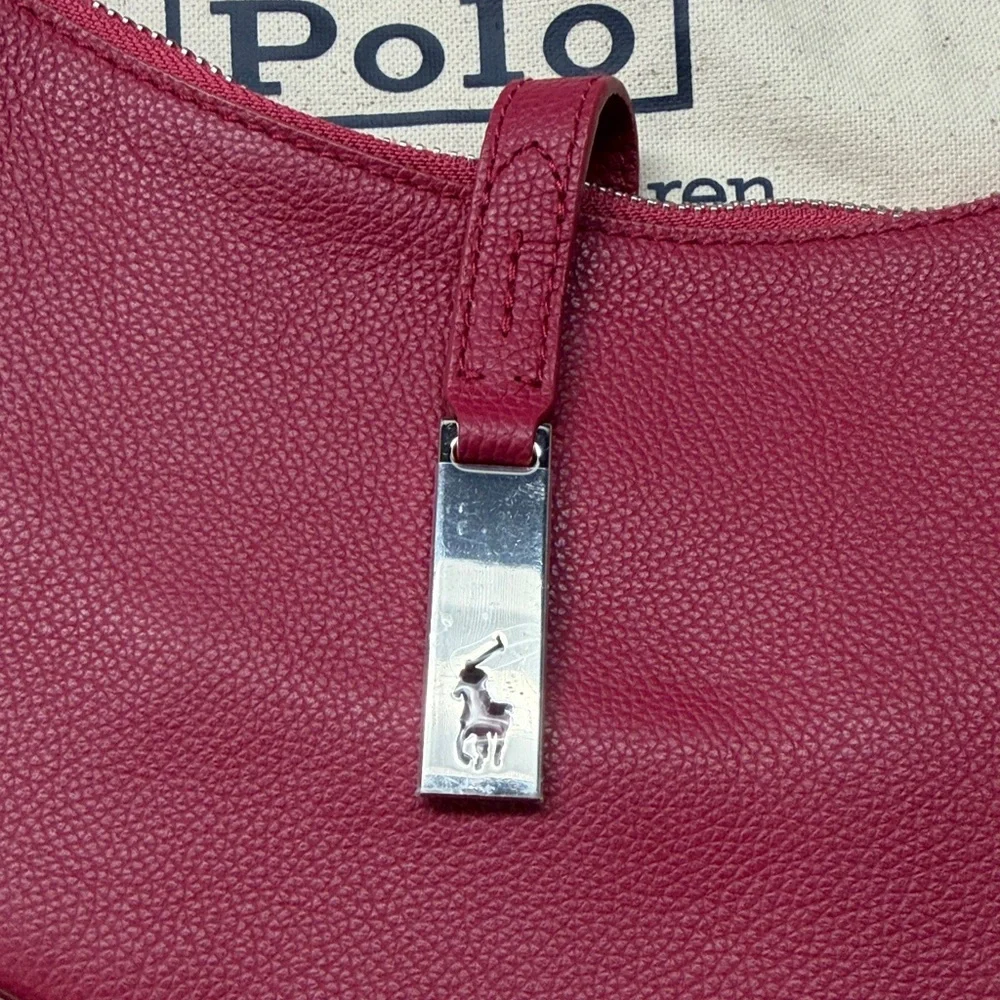 Polo by Ralph Lauren Leather Mini ID shoulder bag in raspberry - Picture 2 of 9